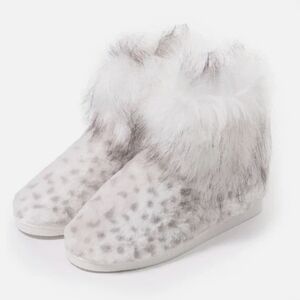 Pretty You London Fern in Snow Leopard Bootie Slippers